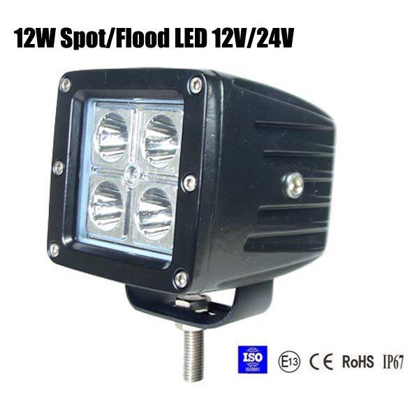 12W Spot/Flood LED Work Light OffRoad Jeep Boat Truck IP67 12V 24V