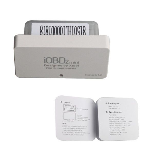 10pcs XTOOL iOBD2 Mini OBD2 EOBD Scanner Support Bluetooth 4.0 for iOS and Android