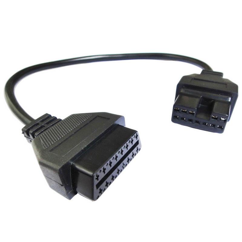 12pin OBD2 Connector Adapter for Mitsubishi Auto Diagnostic Tool-Black Head