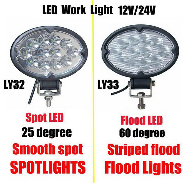 36W Spot/Flood LED Work Light OffRoad Jeep Boat Truck IP67 12V 24V