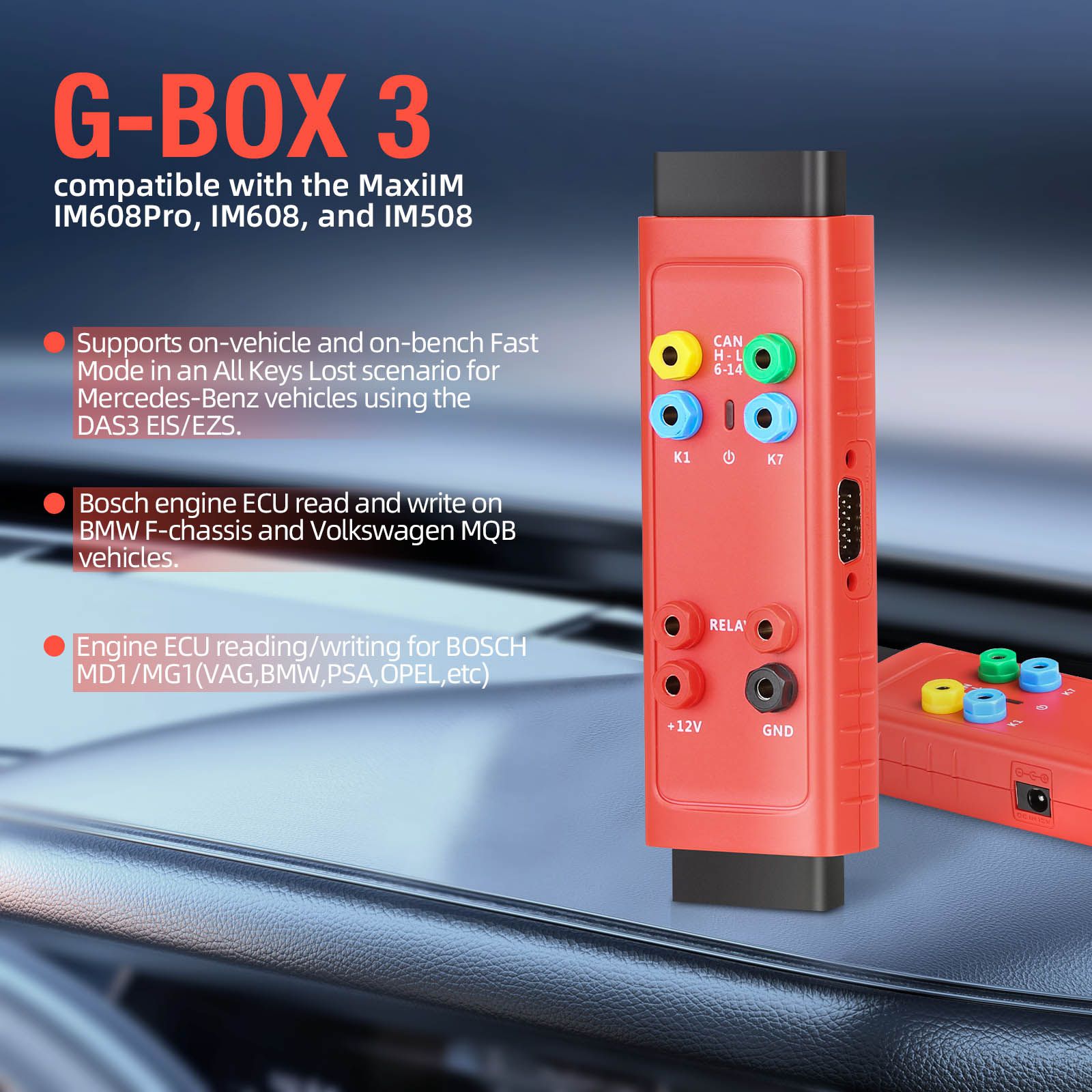 2023 Newest Autel MaxiIM G-BOX 3 Adapter Compatible with MAXIIM IM608, IM608PRO Engine ECU Read/Write for BOSCH MD1/MG1