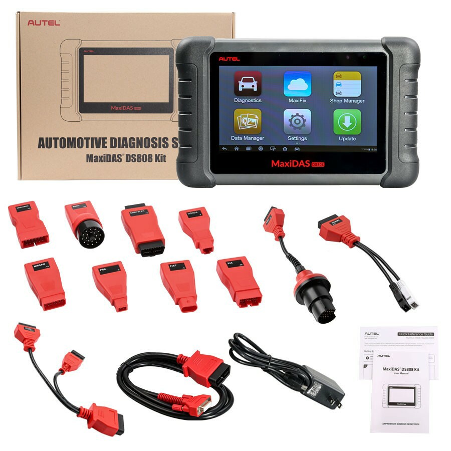 AUTEL MaxiDAS DS808 KIT Tablet Diagnostic Tool Full Set Support Injector & Key Coding Update Online