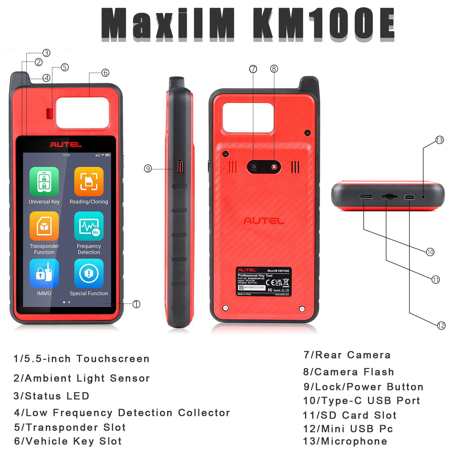 2023 Autel MaxiIM KM100 KM100E Universal Key Generator Kit Support Transponder Reading/ Cloning and IMMO Learning Free Update Online Lifetime