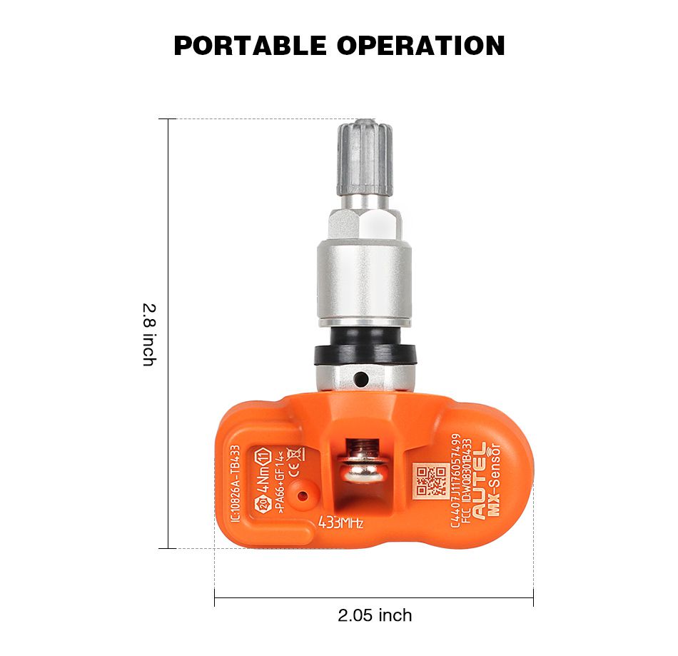 Autel MX-Sensor 433MHz/315MHz Universal Programmable TPMS Tire Pressure Monitor Sensor Replacement