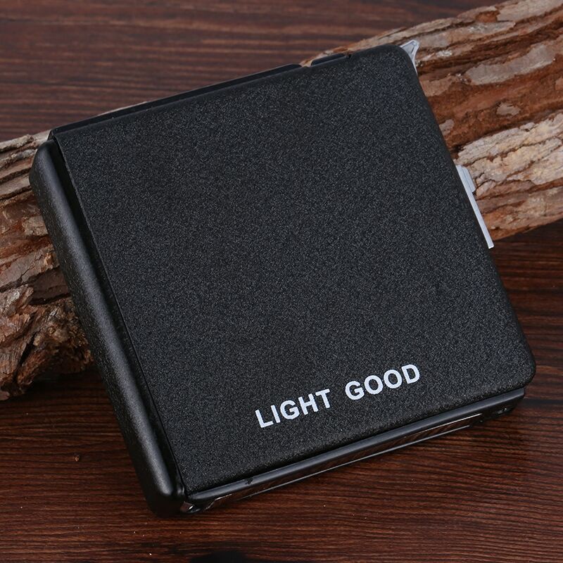 Cigarette Case Automatic Lighter Ejection Butane Windproof Metal Box Holder Home Outdoor Smoking Cigarettes case No Fuel NO Gas