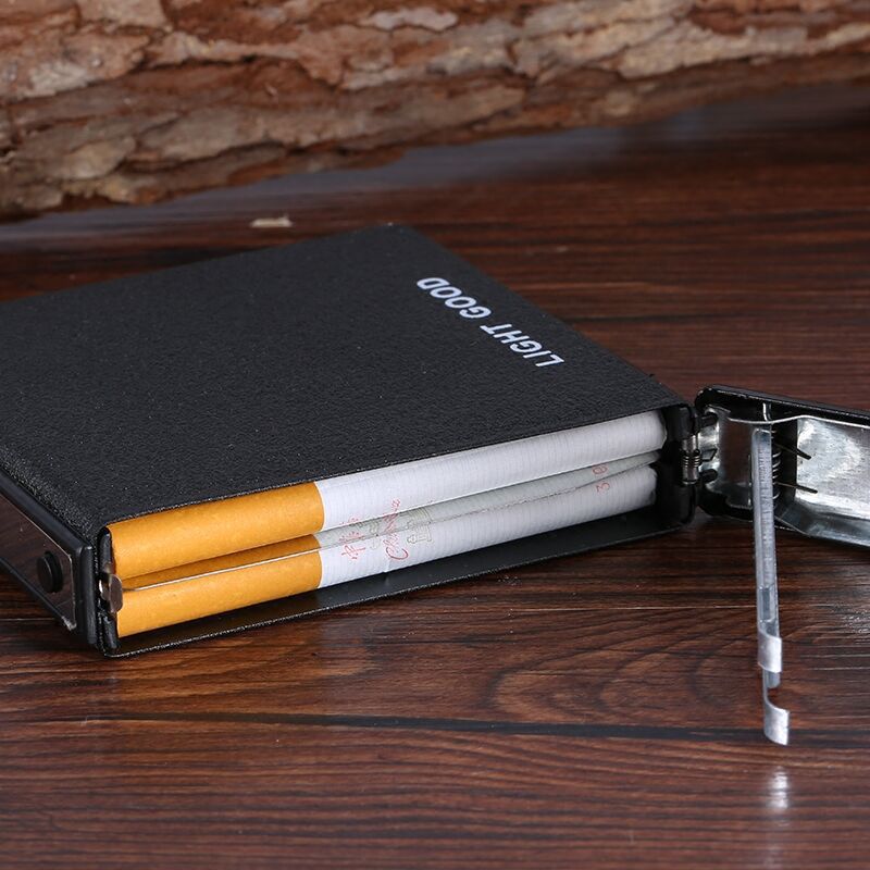 Cigarette Case Automatic Lighter Ejection Butane Windproof Metal Box Holder Home Outdoor Smoking Cigarettes case No Fuel NO Gas