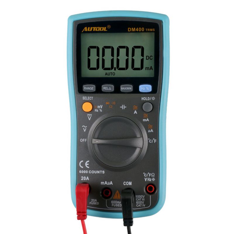 AUTOOL DM400 Digital Multimeter 6000 Counts Backlight AC/DC Ammeter Voltmeter Ohm Portable Meter