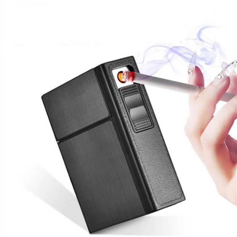 CC035A Brand New Detachable Metal Cigarette Case with USB Rechargeable Eletronic Lighter