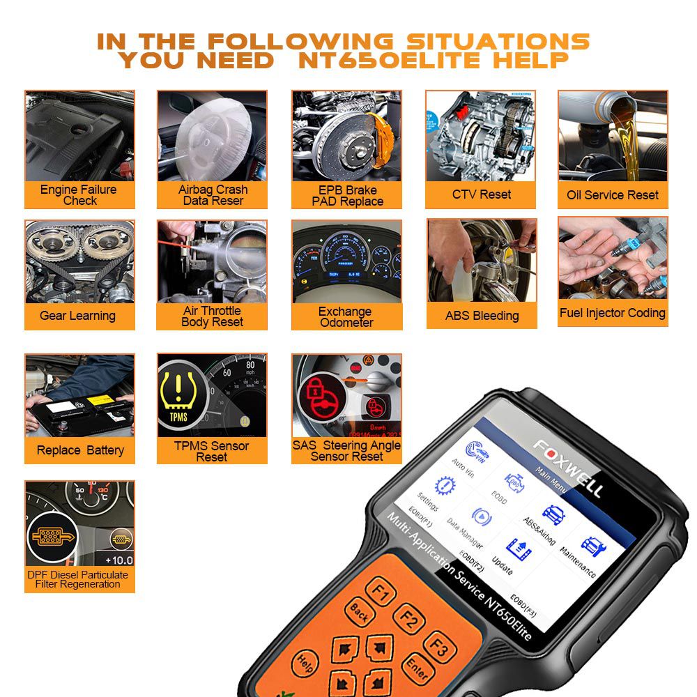 Foxwell NT650 Elite All Makes Service Tool with 11 Special Function Updated Version of NT650