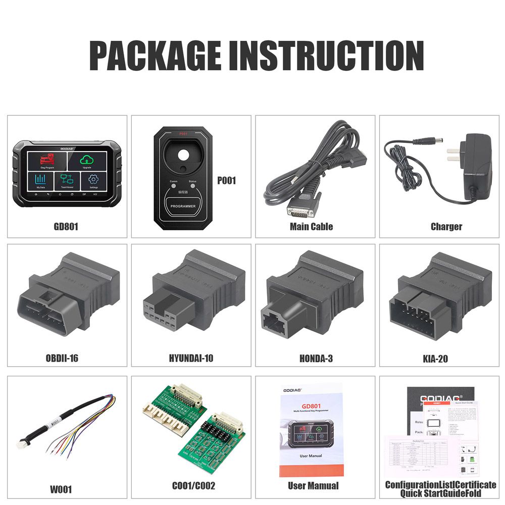 GODIAG GD801 Key Programmer Multi-language Support Mileage Correction ABS EPB TPMS EEPROM etc Get Free Gift Godiag GT100