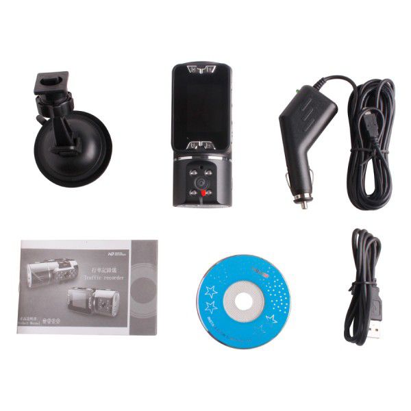 HD 720P New Dual Lens Dashboard Car Cam Vehicle Camera Video Recorder DVR