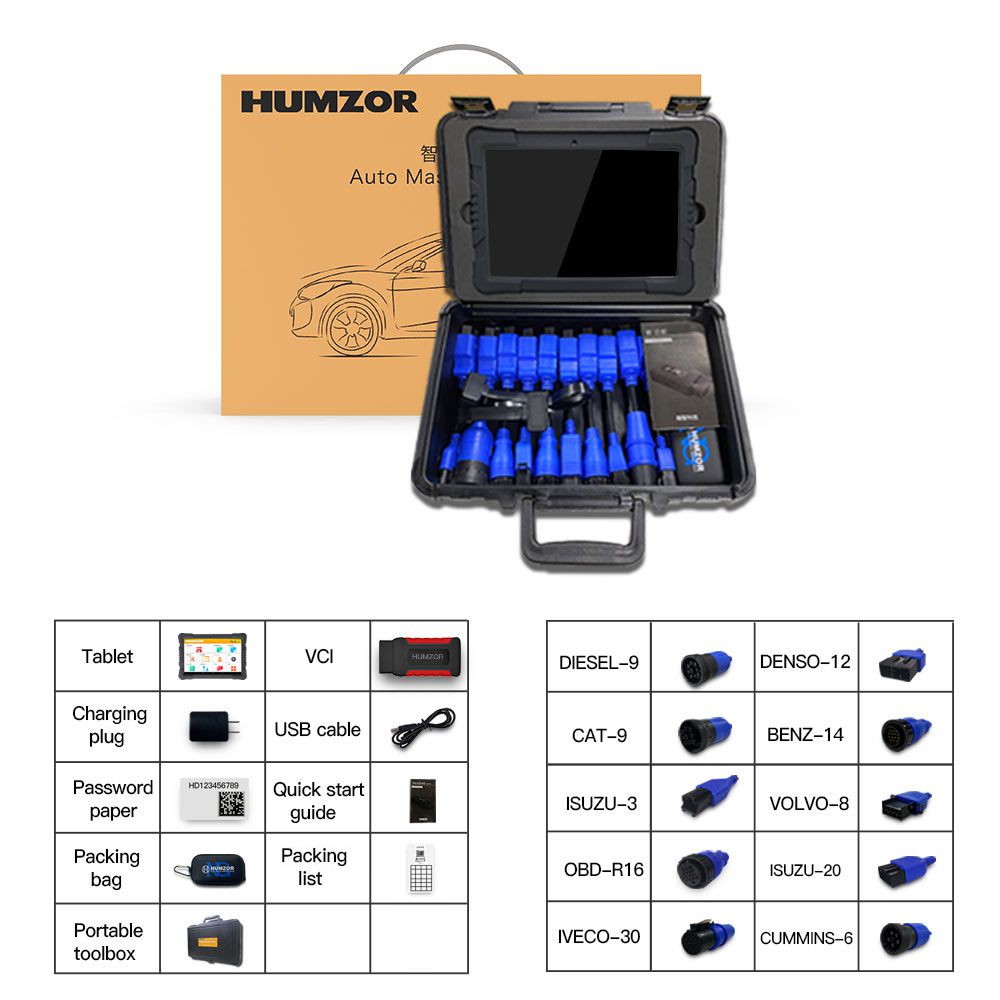 Humzor NexzDAS ND606 Plus Gasoline and Diesel Integrated  Auto Diagnosis Tool OBD2 Scanner For Both Cars And Heavy Duty Trucks