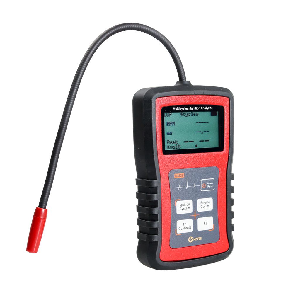 KZYEE KM20 Multi-system Ignition Analyzer Tester Measure RPM Spark Volt Spark Burn Time Car Spark Plug Tester Spark System Check