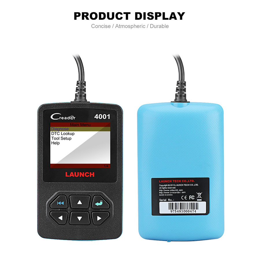 Launch CReader 4001 OBD2 Code Reader Diagnostic Scanner works with 2.4" TFT 320*240 dpi color LED display