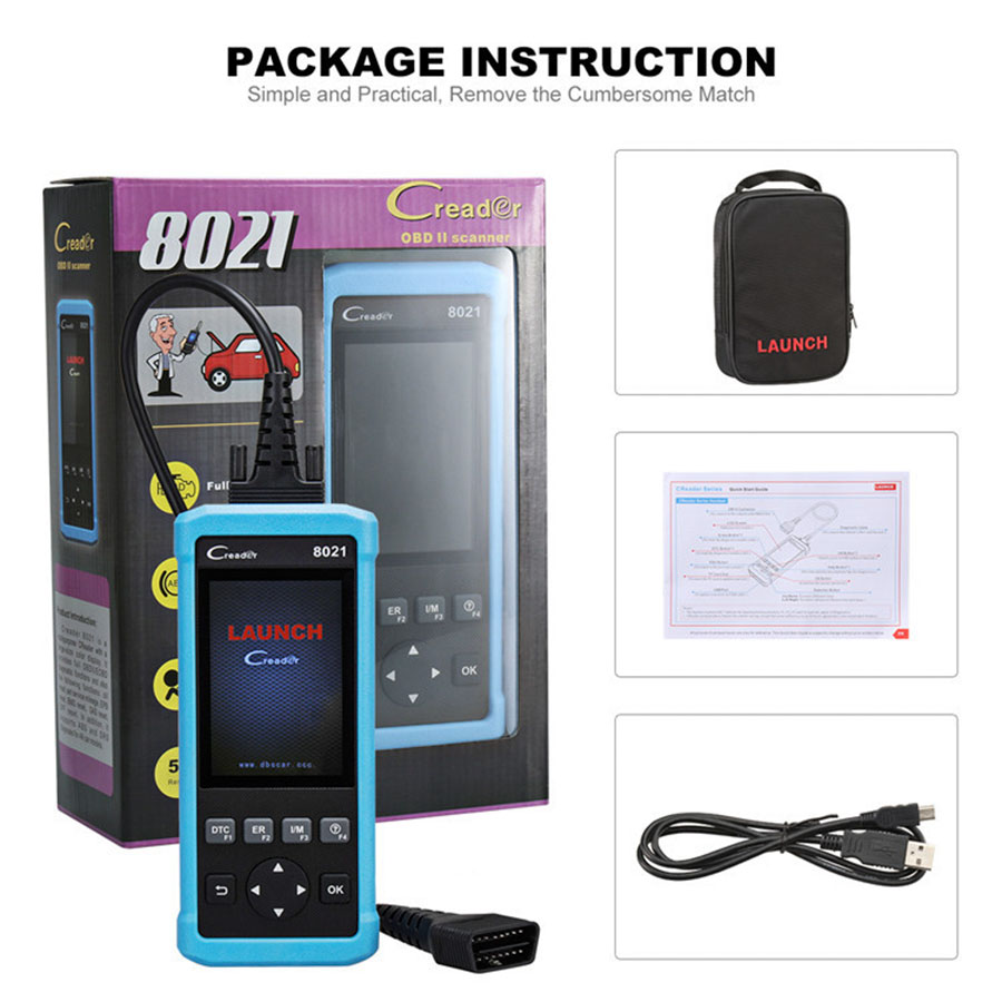 Launch DIY Scanner CReader 8021 Full OBD2 diagnostic Scanner OBD+ABS+SRS+Oil+EPB+BMS+SAS+DPF