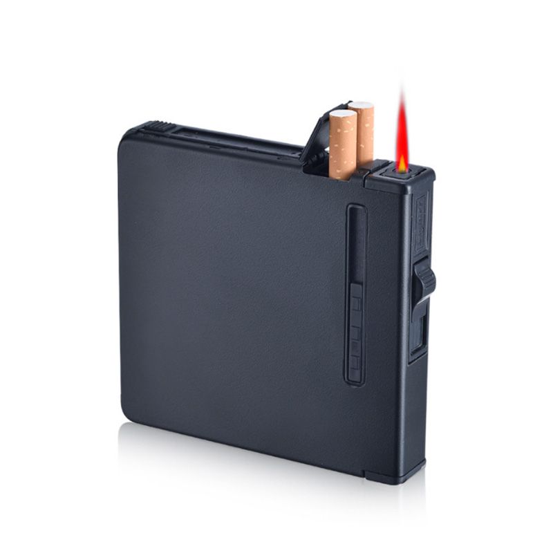 Automatic Ejection Metal Cigarette Case Cigar Box Windproof Inflatable Gas Lighter Smoker Men Gift No Gas