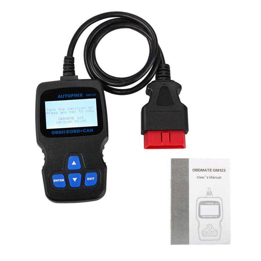 New Arrival OM123 OBD2 EOBD CAN Hand-held Engine Code Reader Multi Language (Black Color)