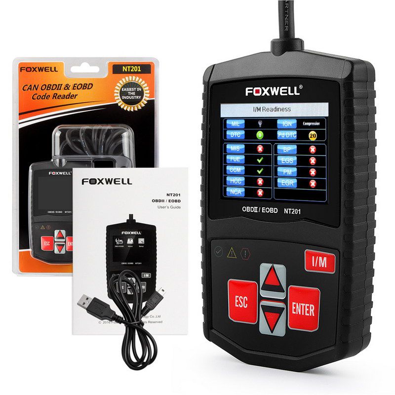 Original Foxwell NT201 Universal OBD2 EOBD CAN Scanner Automotive Engine Code Reader Scan Diagnostic Tool Car OBDII OBD 2 Scaner