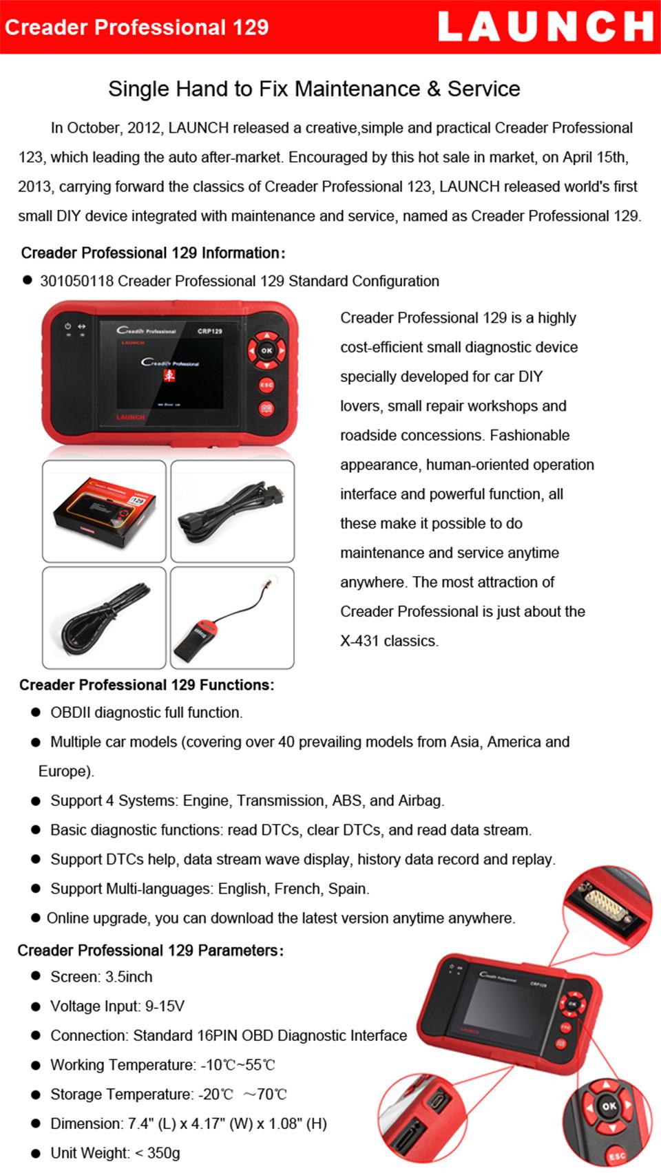 LAUNCH Creader CRP129 Professional Auto Code Reader Scanner