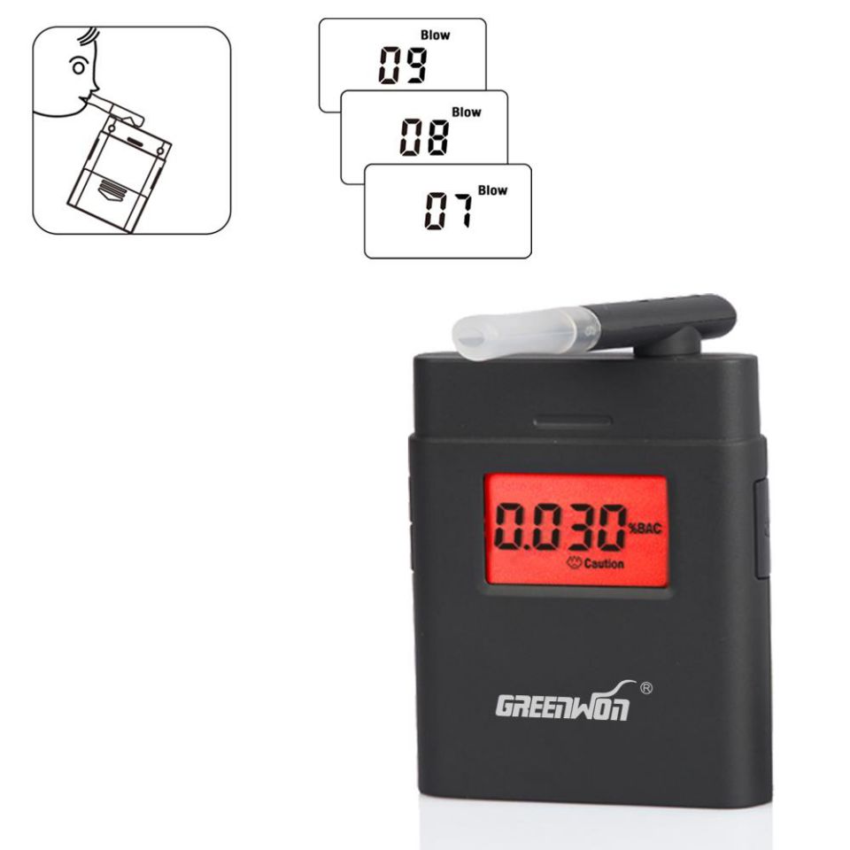 Portable 360 degree rotating mouthpiece red backlight Accurate Breath Alcohol Tester