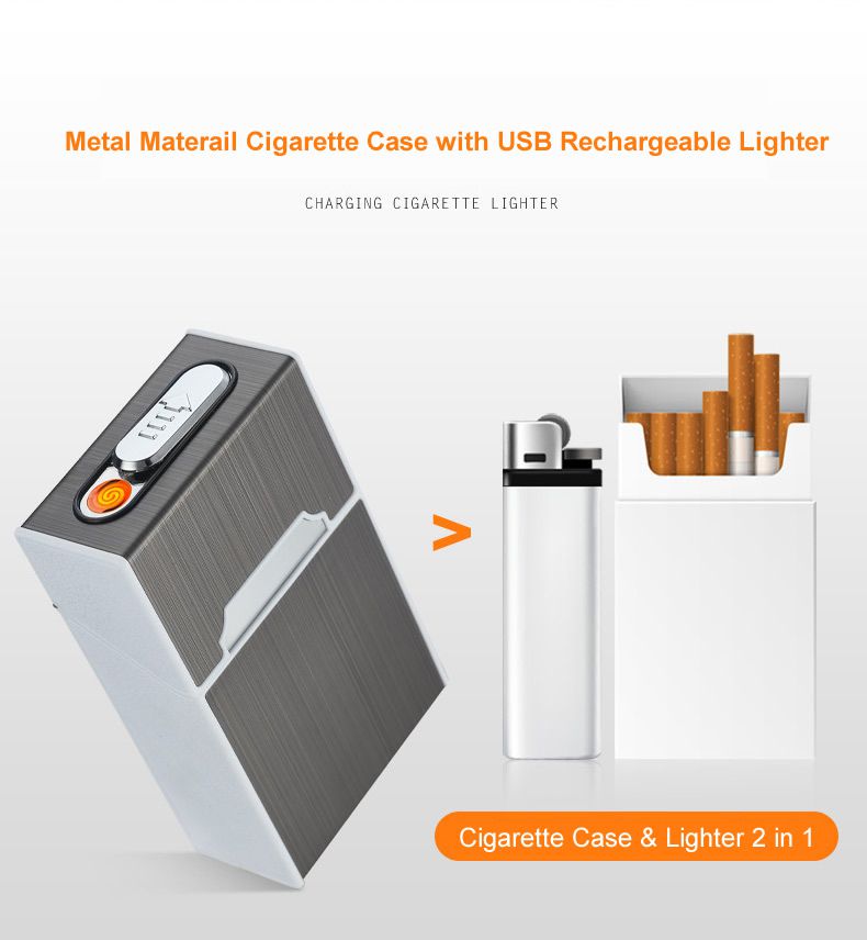 Metal Cigarette Case-Portable USB Electronic Cigarette Case Box