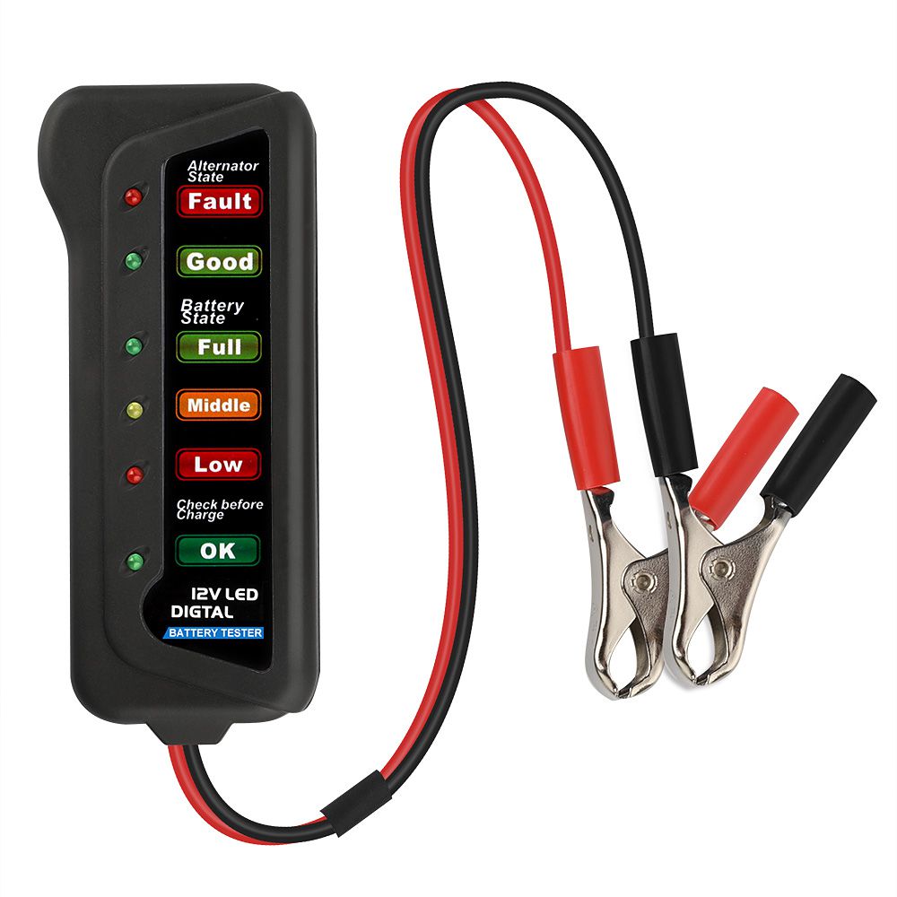 TIROL T16897 12V LED Digital Battery/Alternator Tester with 6 Led lights Display Indicates Condition