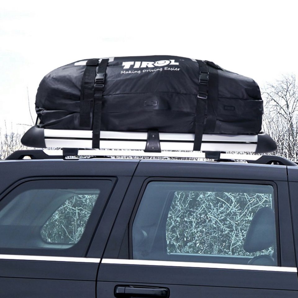 TIROL T24528a Waterproof Roof Top Carrier Cargo Luggage Travel Bag (15 Cubic Feet) For Vehicles With Roof Rails