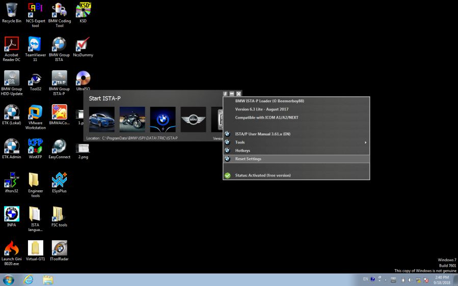 V2018.9 BMW ICOM Software ISTA-D 4.12.12 ISTA-P 3.65.0.500 Engineering Mode Win7 HDD