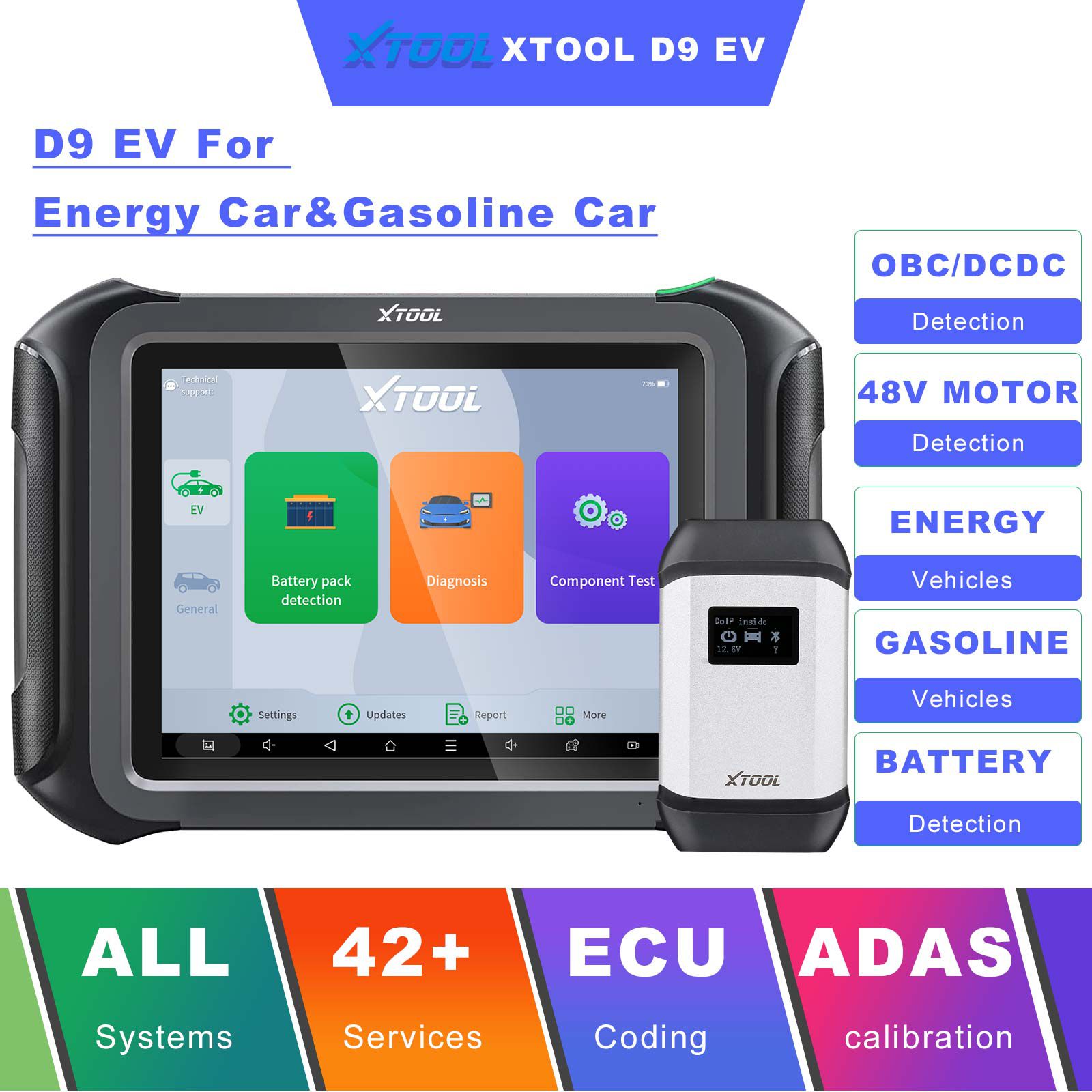 2023 XTOOL D9 EV Electric Vehicles Diagnostic Tablet Support DoIP and CAN-FD For Tesla For BYD With Battery Pack Detection