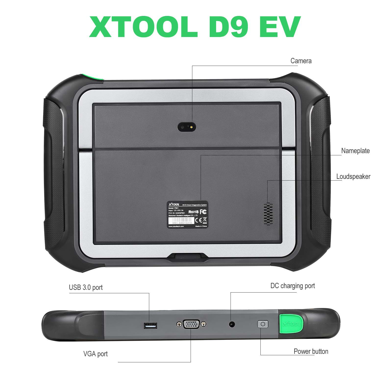 2023 XTOOL D9 EV Electric Vehicles Diagnostic Tablet Support DoIP and CAN-FD For Tesla For BYD With Battery Pack Detection