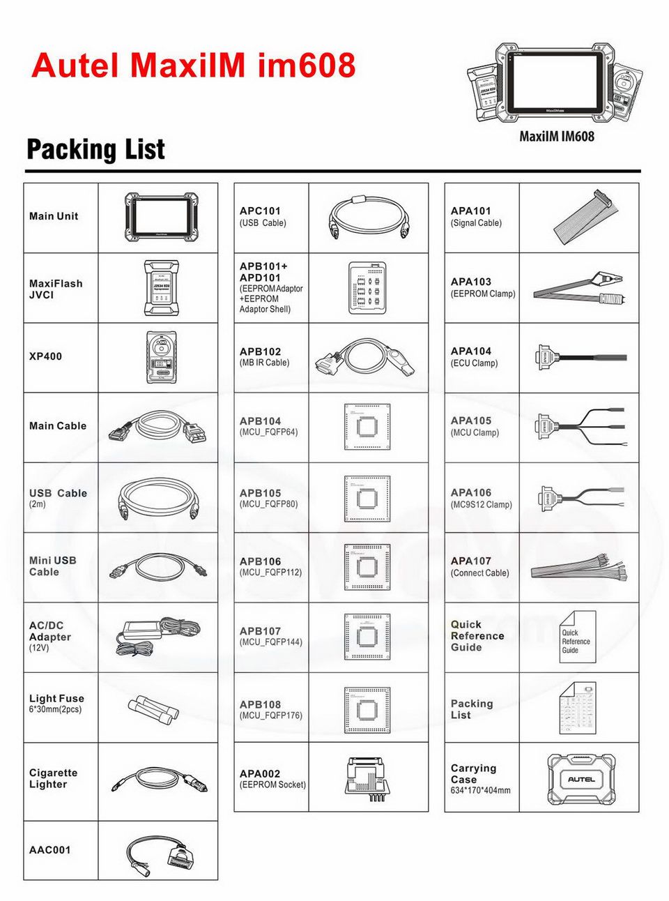 Autel MaxiIM IM608 Package List