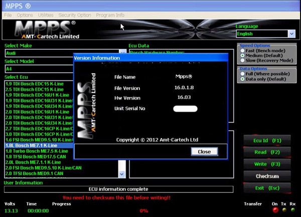 Mpps v16 software display