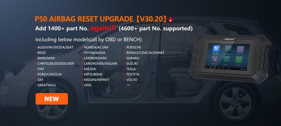 OBDSTAR P50 Vehicle Coverage