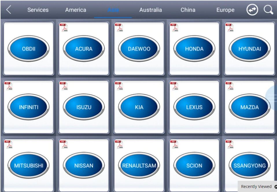 XTOOL A80 H6 Asian Car List